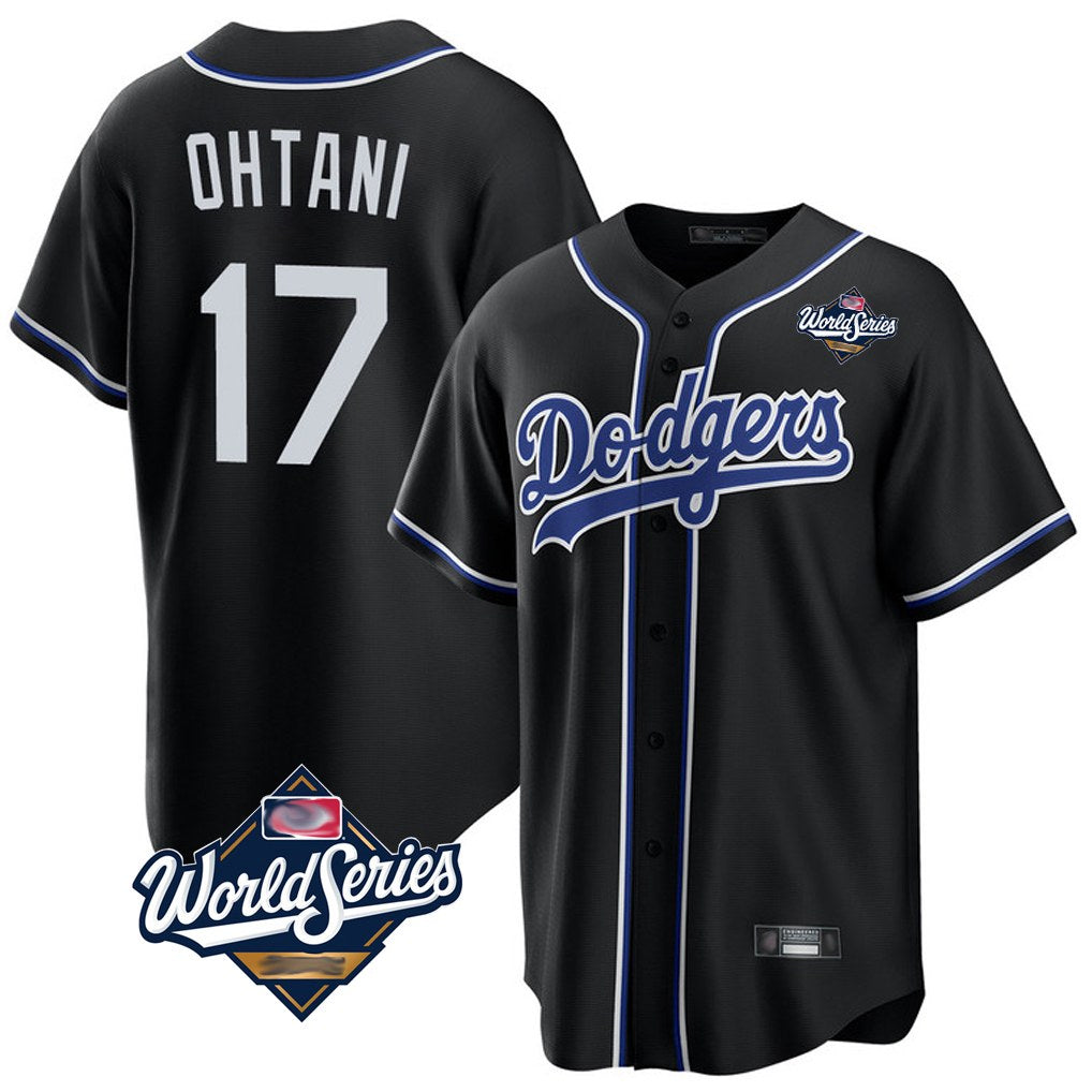 Los Angeles Dodgers #17 Shohei Ohtani Player Black CONTON World Series Carbon Limited Home Stitched Jerseys