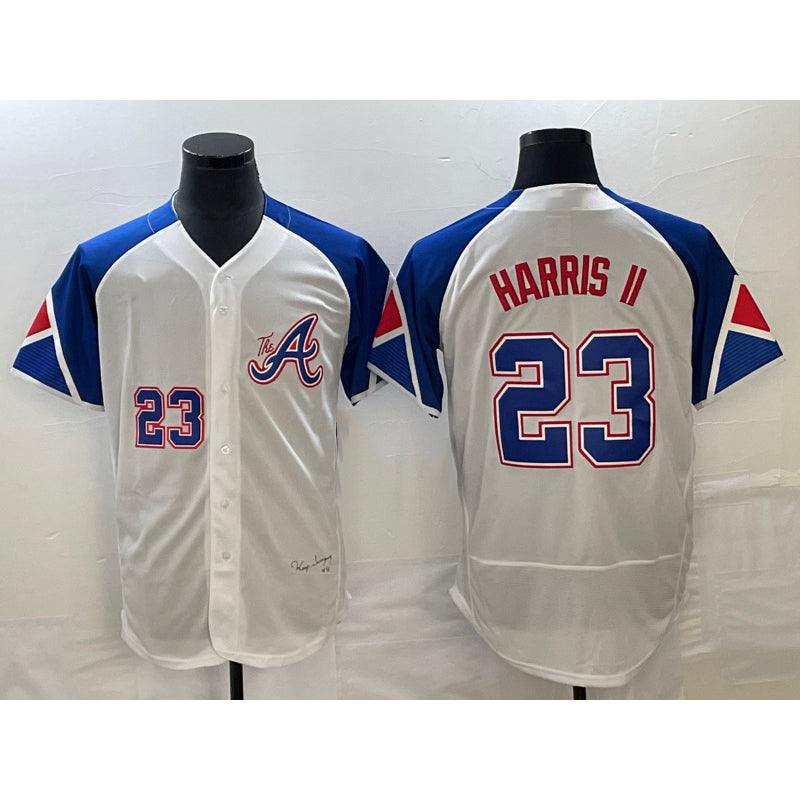 Atlanta Braves #23 Michael Harris II Number White CONTON 2023 City Connect Flex Base Stitched Jersey 2