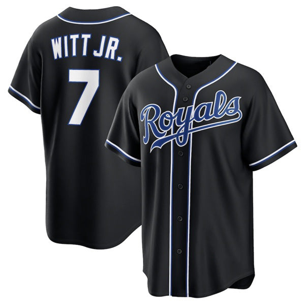 Kansas City Royals #7 Bobby Witt Jr. Black CONTON Out Stitched Jersey