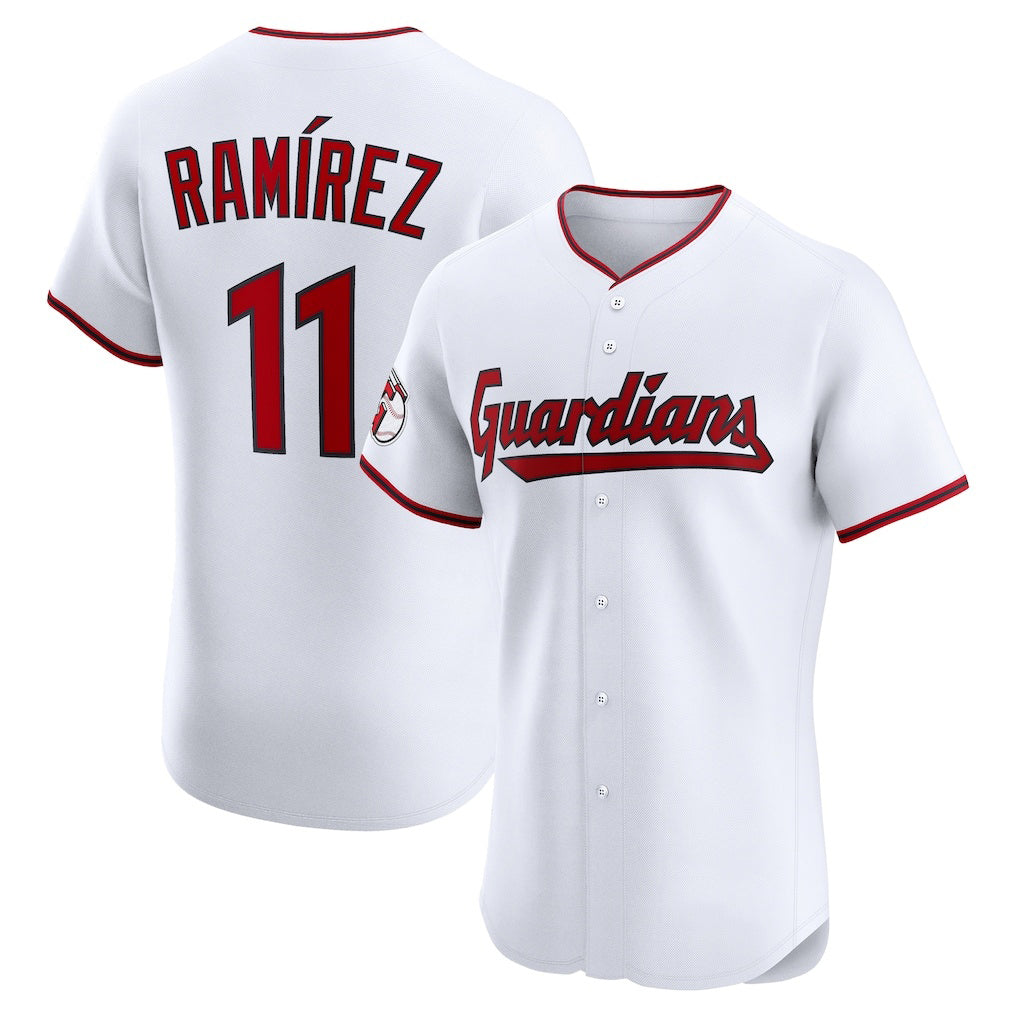 Cleveland Guardians #11 Jos¨¦ Ram¨ªrez White CONTON Home Elite Jersey