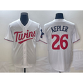 Minnesota Twins #26 Max Kepler White Red CONTON Stitched Cool Base Jersey