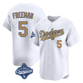 Los Angeles Dodgers #5 Freddie Freeman Player White CONTON Gold World Series Meet Collection Limited Home Stitched Jerseys