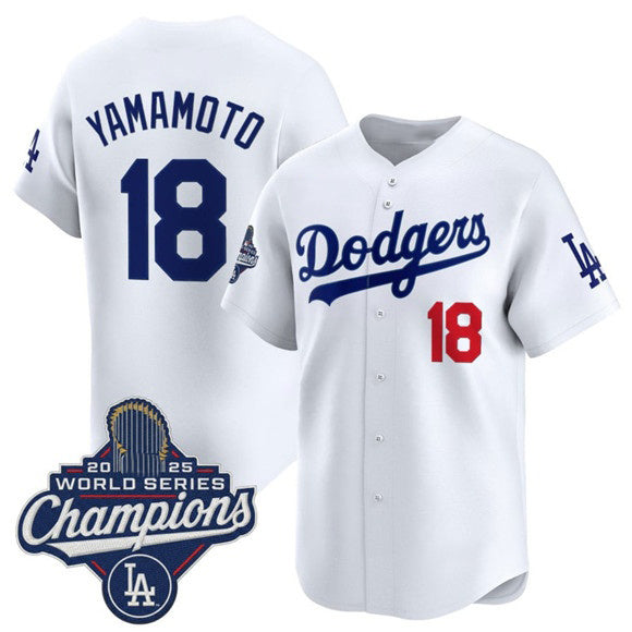 Los Angeles Dodgers #18 Yoshinobu Yamamoto White CONTON 2025 Champions Stitched Jersey