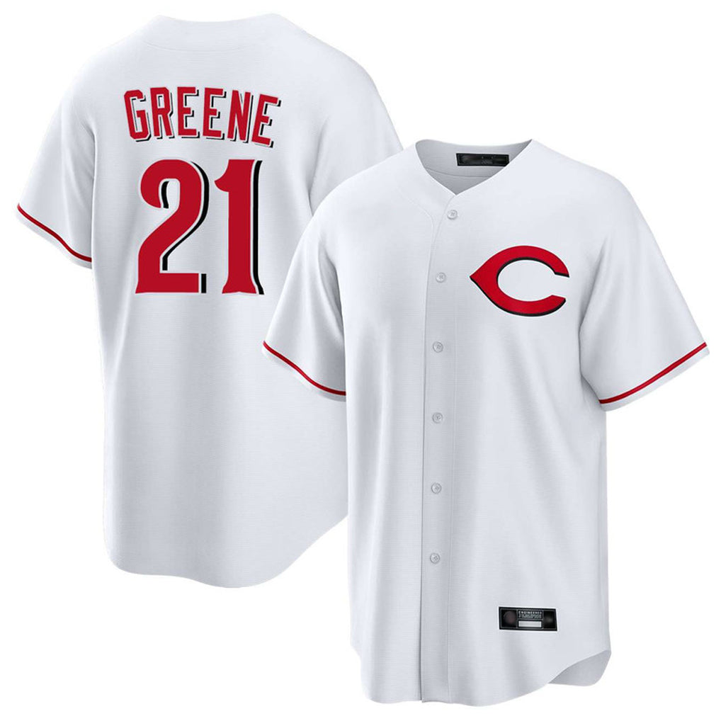 Cincinnati Reds #21 Hunter Greene Player White CONTON Home Game Stitched Jerseys