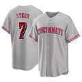 Cincinnati Reds #7 Spencer Steer Player Gray CONTON Home Game Stitched Jerseys