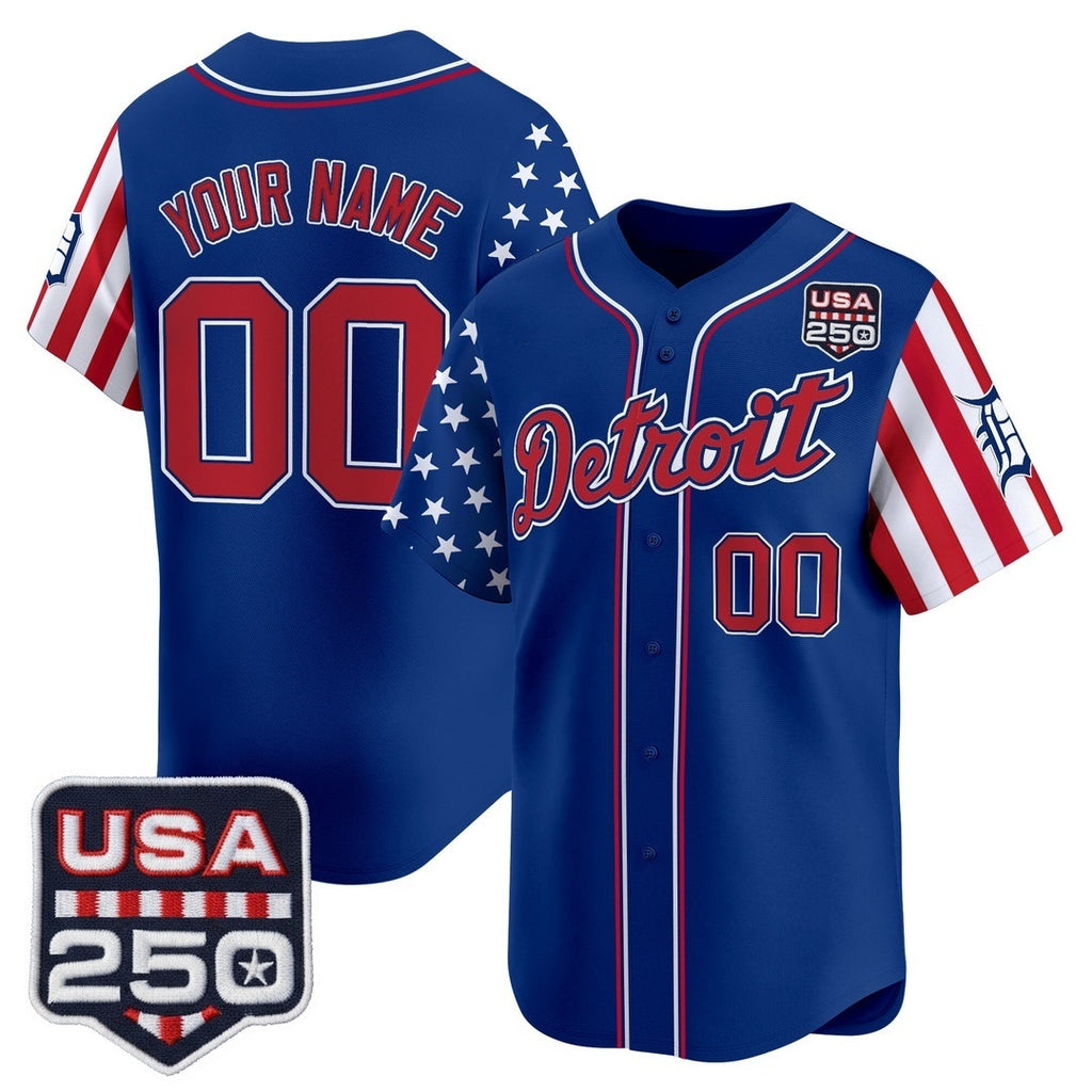 Custom Detroit Tigers America 250 Edition Vapor Premier Limited Royal CONTON Stitched Jerseys