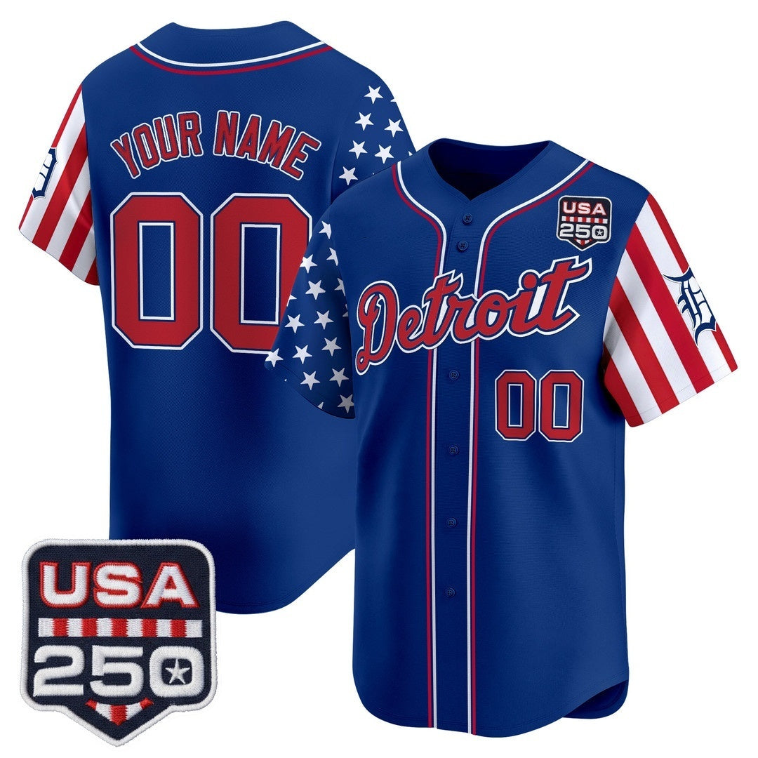 Custom Detroit Tigers America 250 Edition Vapor Premier Limited Royal CONTON Stitched Jerseys