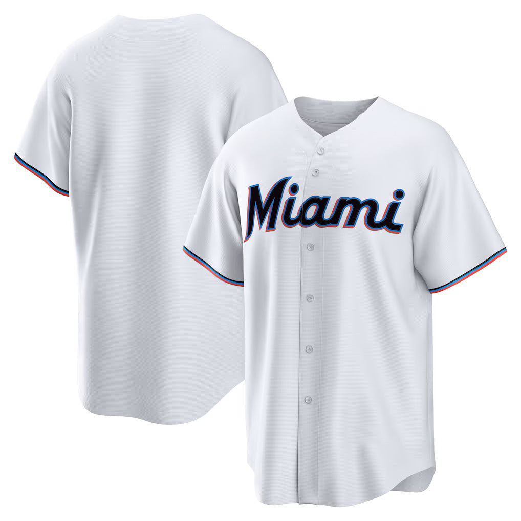 Miami Marlins White CONTON Home Replica Team Jersey