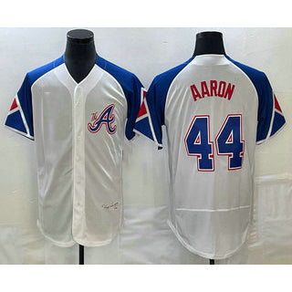 Atlanta Braves #44 Hank Aaron White CONTON 2023 City Connect Flex Base Stitched Jersey
