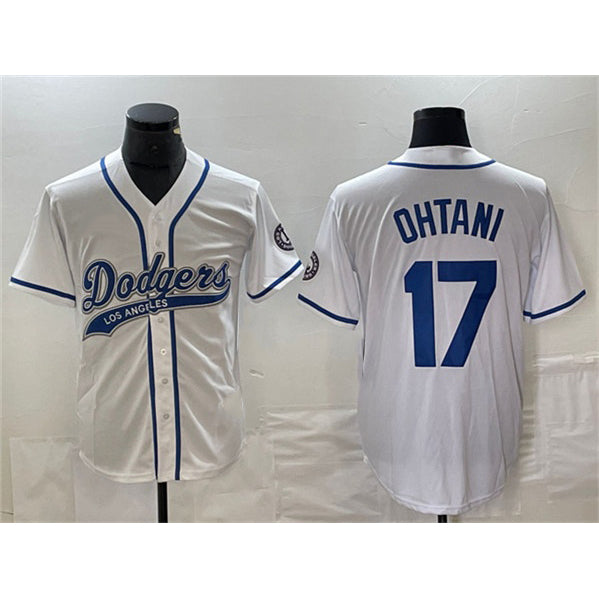 Los Angeles Dodgers #17 Shohei Ohtani White CONTON Cool Base With Patch Stitched Jersey