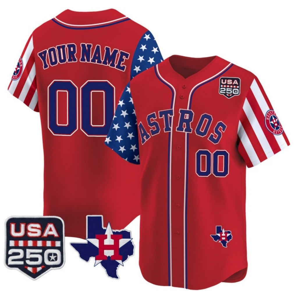 Custom Houston Astros America 250 Edition Vapor Premier Limited Red CONTON Stitched Jerseys