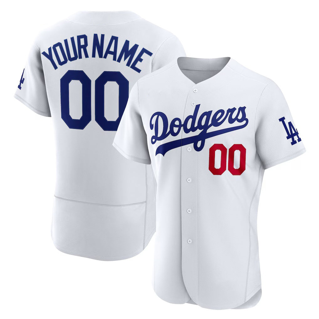Custom Los Angeles Dodgers White CONTON Home Authentic Jersey