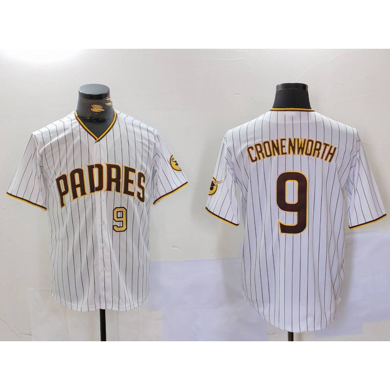 San Diego Padres #9 Jake Cronenworth White CONTON Team Logo Stitched Cool Base Jerseys