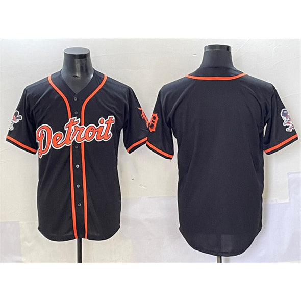Detroit Tigers Blank Black CONTON With Patch Cool Base Stitched Jersey