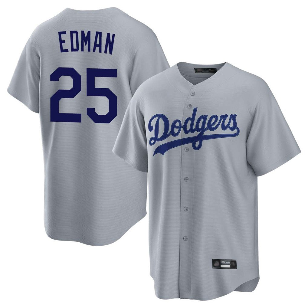 Los Angeles Dodgers #25 Tommy Edman Player Gray CONTON Game Stitched Jerseys