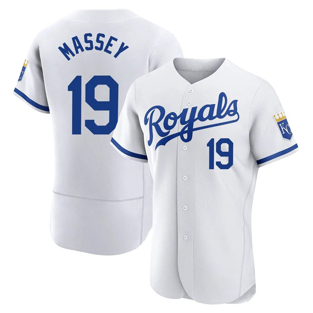 Kansas City Royals #19 Michael Massey Player White CONTON Limited Elite Home Game Stitched Jerseys