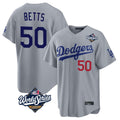 Los Angeles Dodgers #50 Mookie Betts Player Gray CONTON World Series Game Home Stitched Jerseys
