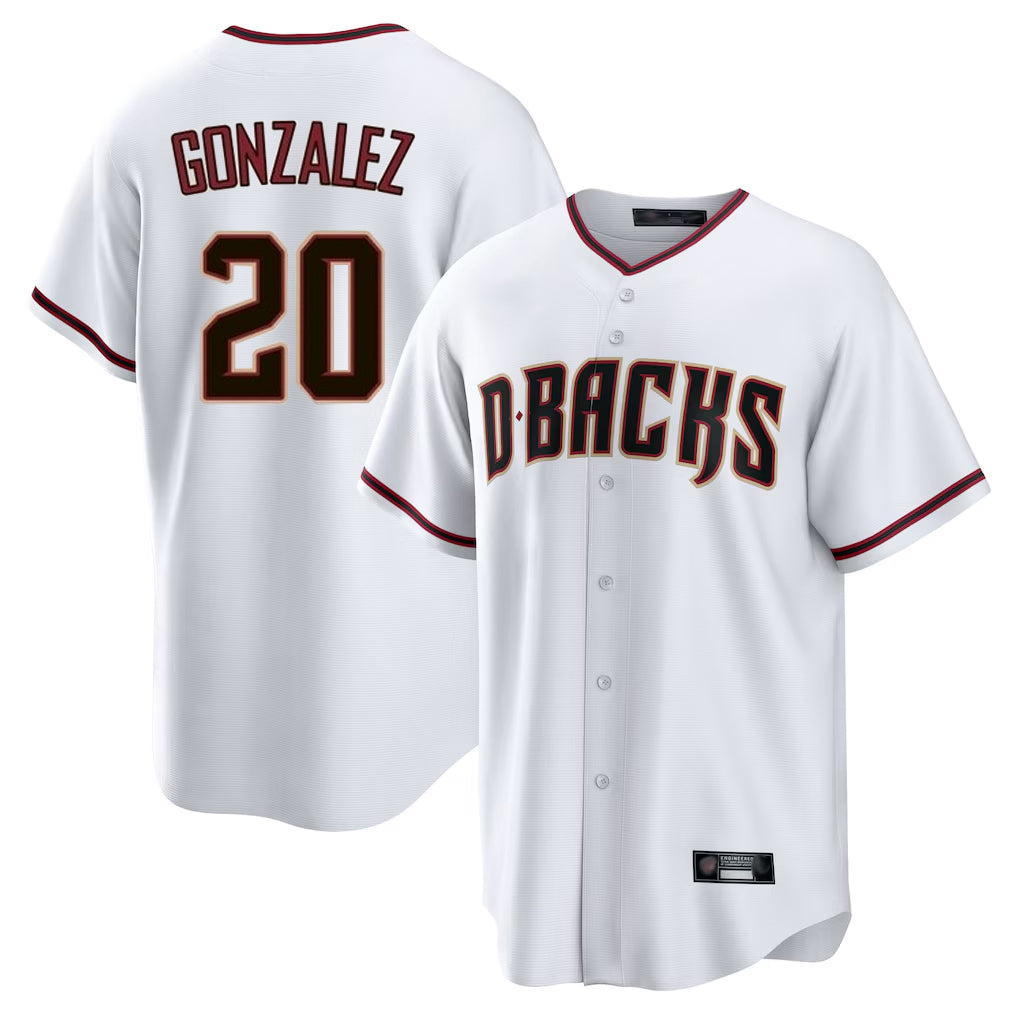 Arizona Diamondbacks #20 Luis Gonzalez Player White CONTON Home Game Stitched Jerseys