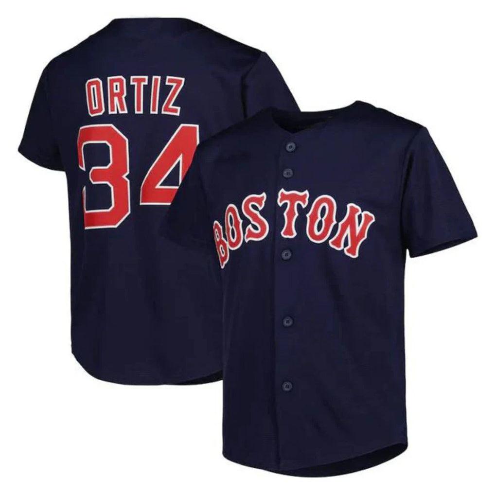 Boston Red Sox #34 David Ortiz Player Navy CONTON Mitchell & Ness Cooperstown Collection Mesh Home Stitched Jerseys