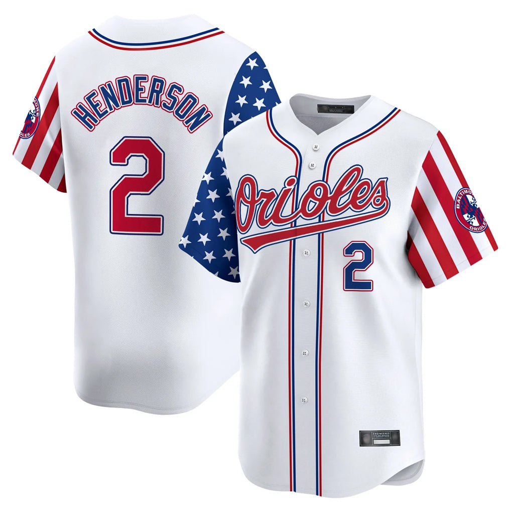 Baltimore Orioles #2 Gunnar Henderson Player White CONTON Independence Day Vapor Premier Home Game Stitched Jerseys