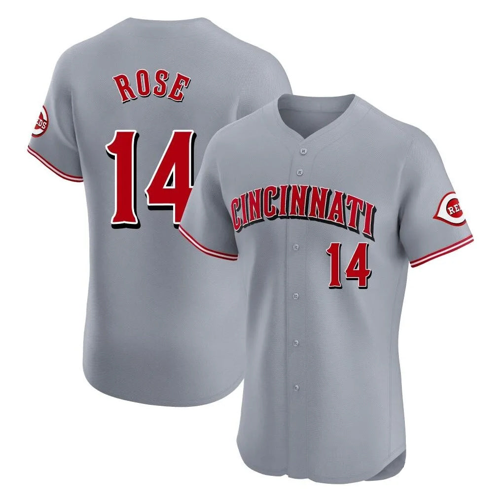 Cincinnati Reds #14 Pete Rose Player Gray CONTON Limited Elite Home Stitched Jerseys