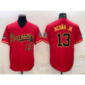 Atlanta Braves #13 Ronald Acuna Jr Red Gold CONTON World Series Champions Program Cool Base Stitched Jersey