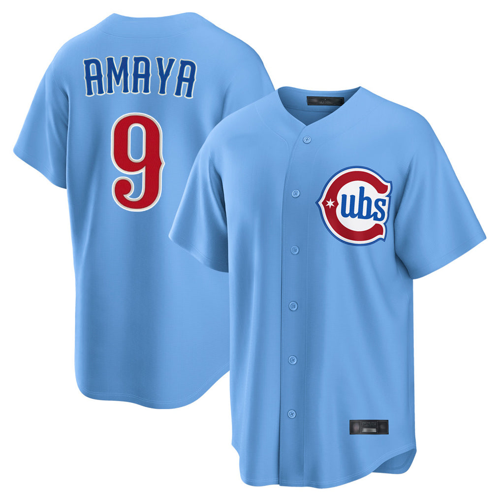 Chicago Cubs #9 Miguel Amaya Player Light Blue CONTON Home Game Stitched Jerseys