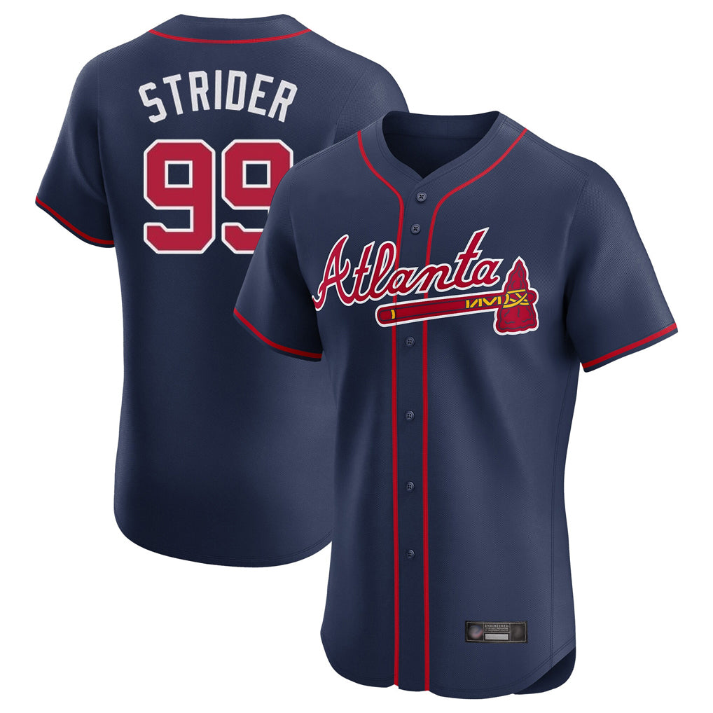 Atlanta Braves #99 Spencer Strider Player Navy CONTON Limited Elite Home Game Stitched Jerseys