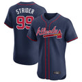 Atlanta Braves #99 Spencer Strider Player Navy CONTON Limited Elite Home Game Stitched Jerseys
