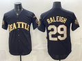 Seattle Mariners #29 Cal Raleigh Black Gold CONTON 50th Anniversary & AL West Division Champions Patch Vapor Limited Stitched ersey