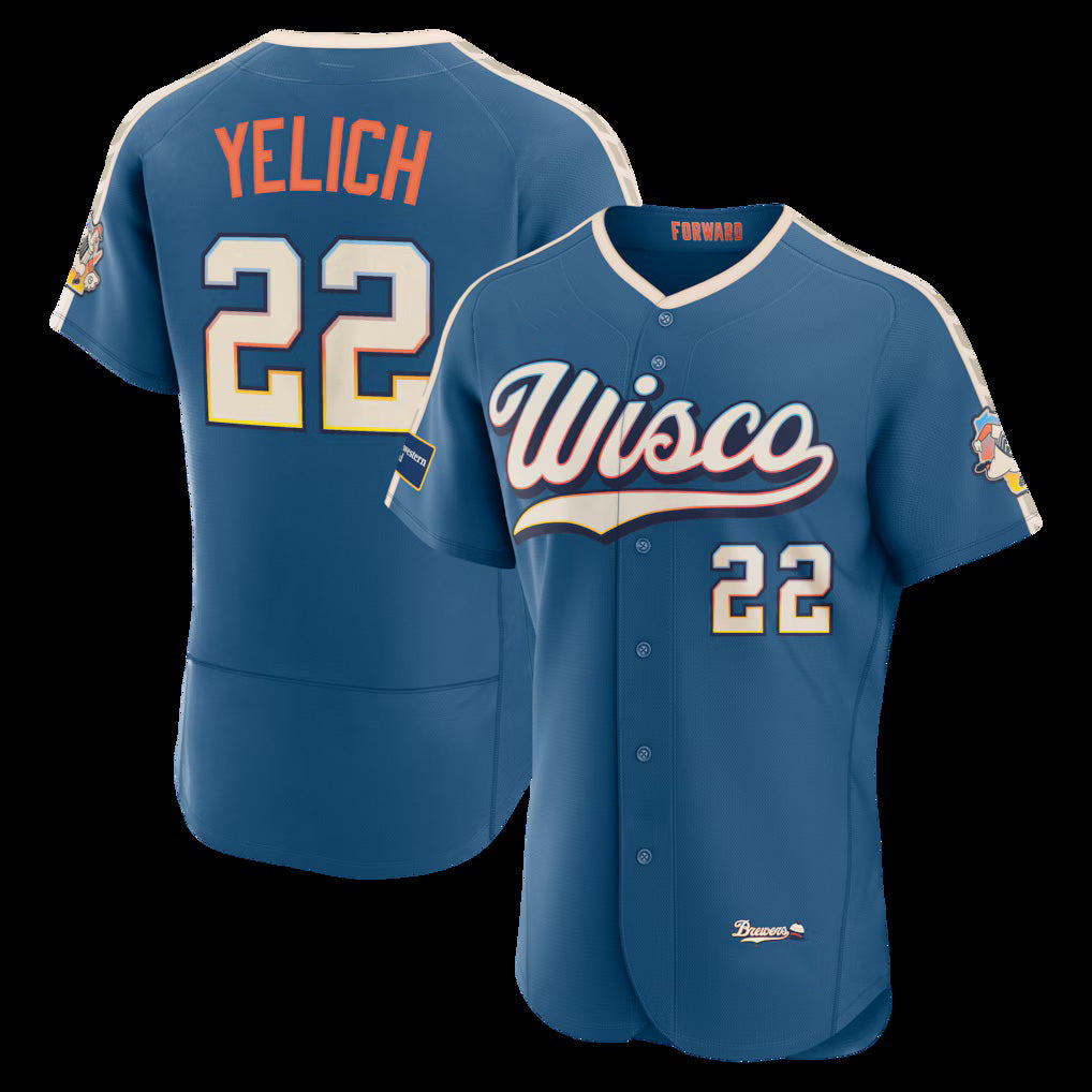 Milwaukee Brewers #22 Christian Yelich Mineral Blue CONTON 2026 City Connect Authentic Sponsor Patch Jersey