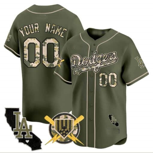 Custom Los Angeles Dodgers Armed Forces Day Vapor Premier Limited Jersey ¨C Green CONTON