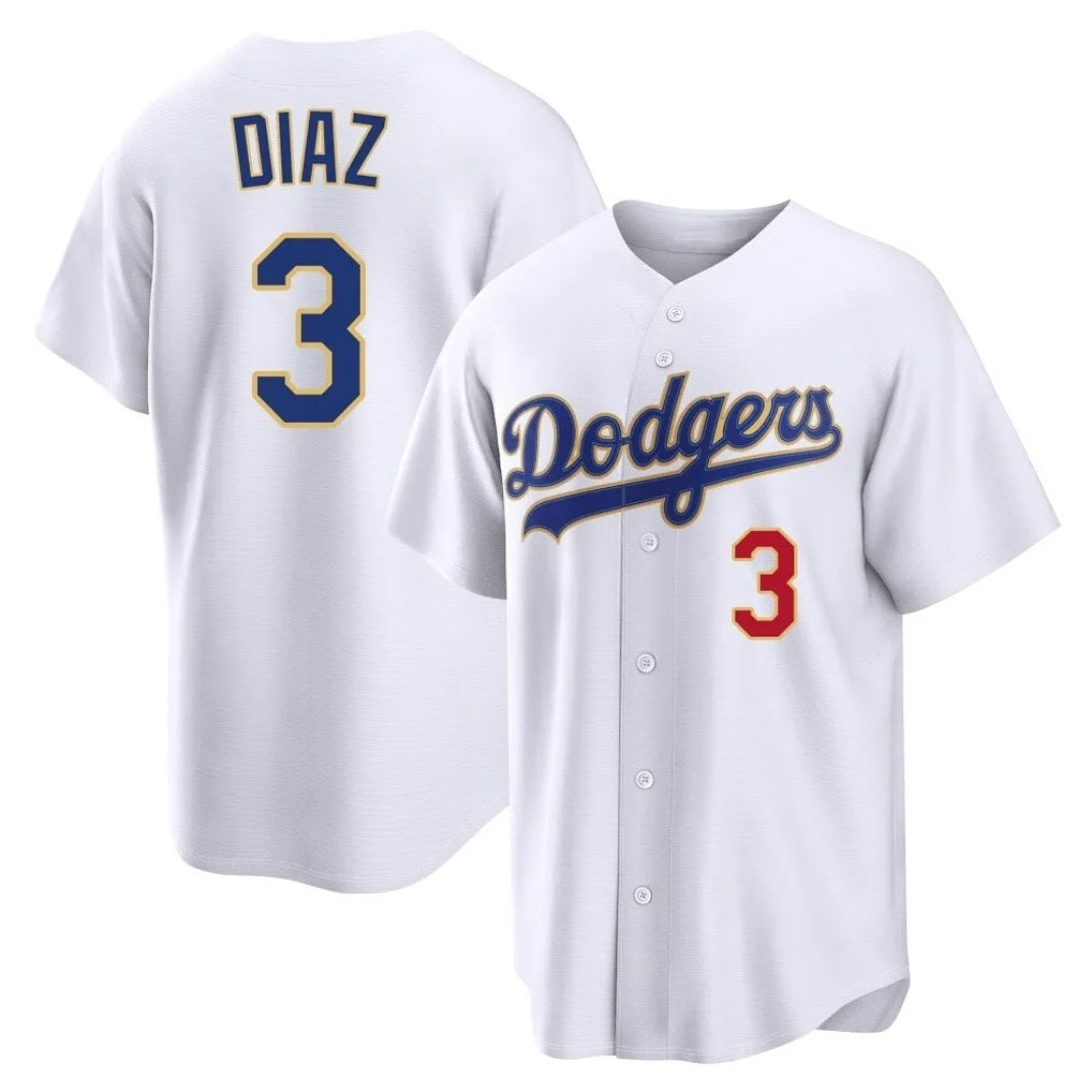 Los Angeles Dodgers #3 Edwin D¨ªaz Player Gold White CONTON 2026 Collection Stadium Limited Stitched Jerseys