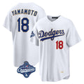Los Angeles Dodgers #18 Yoshinobu Yamamoto Player Gold White CONTON World Series Meet 2026 Collection Stadium Limited Stitched Jerseys