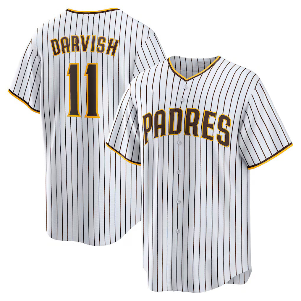 San Diego Padres #11 Yu Darvish White CONTON Home Replica Player Jersey