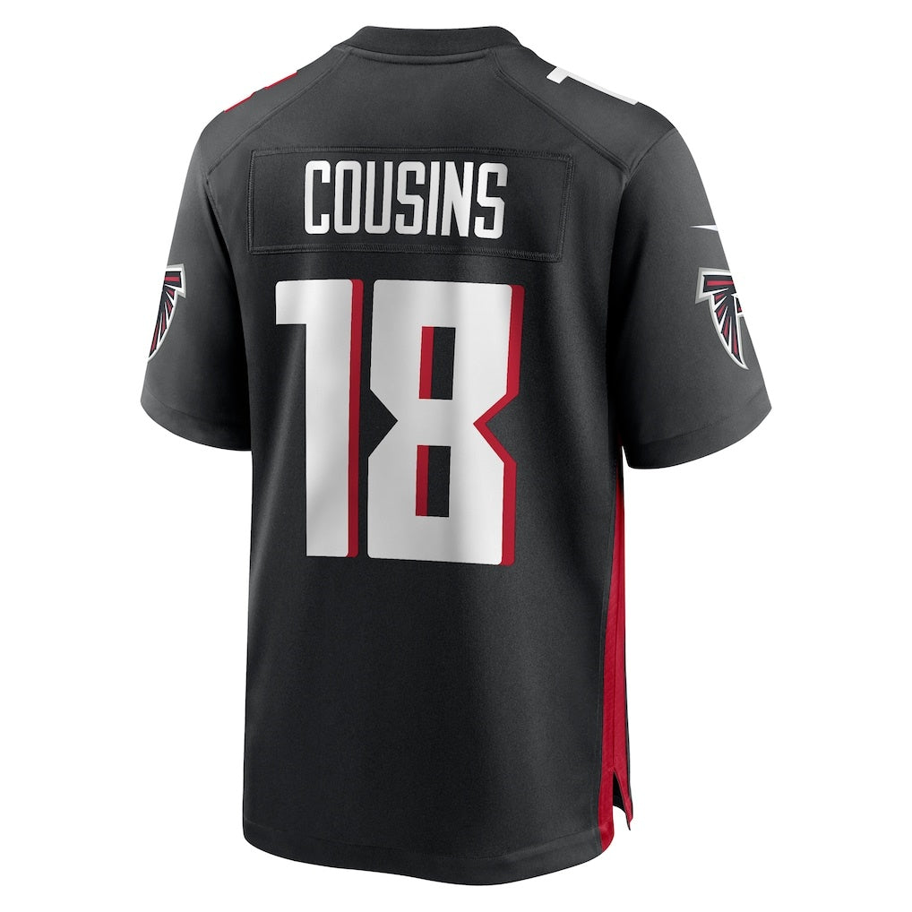 A.Falcons #18 Kirk Cousins Black CONTON Game Player Jersey