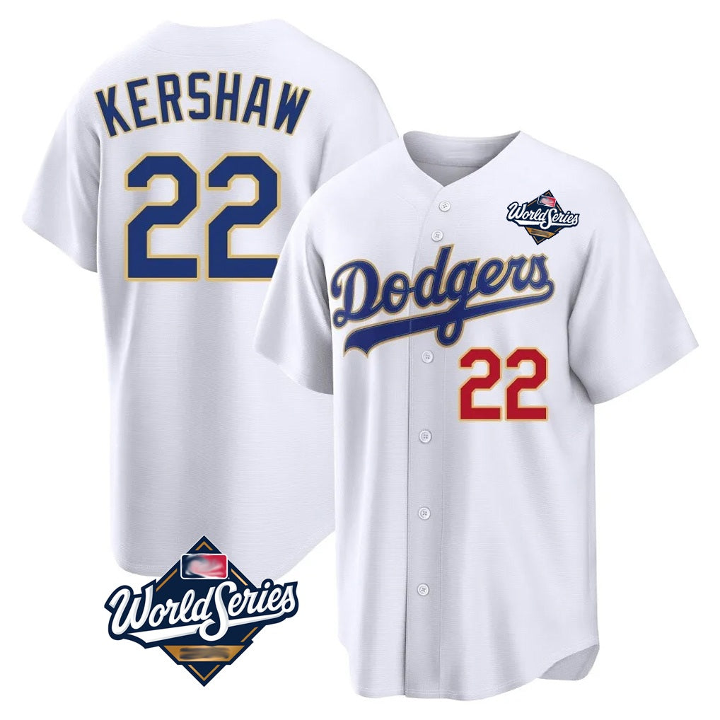 Los Angeles Dodgers #22 Clayton Kershaw Player Gold White CONTON World Series 2026 Collection Stadium Limited Stitched Jerseys