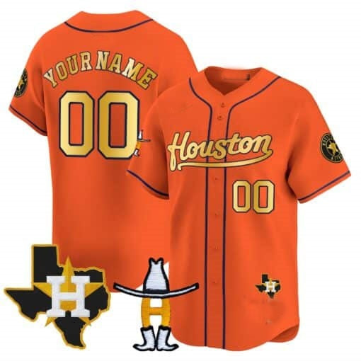 Custom Houston Astros Houston Rodeo Patch Vapor Premier Limited Jersey ¨C Orange CONTON