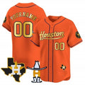 Custom Houston Astros Houston Rodeo Patch Vapor Premier Limited Jersey ¨C Orange CONTON