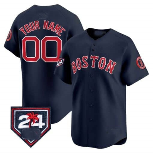 Custom Boston Red Sox 2024 Spring Training Patch Vapor Premier Limited Jersey ¨C Navy CONTON