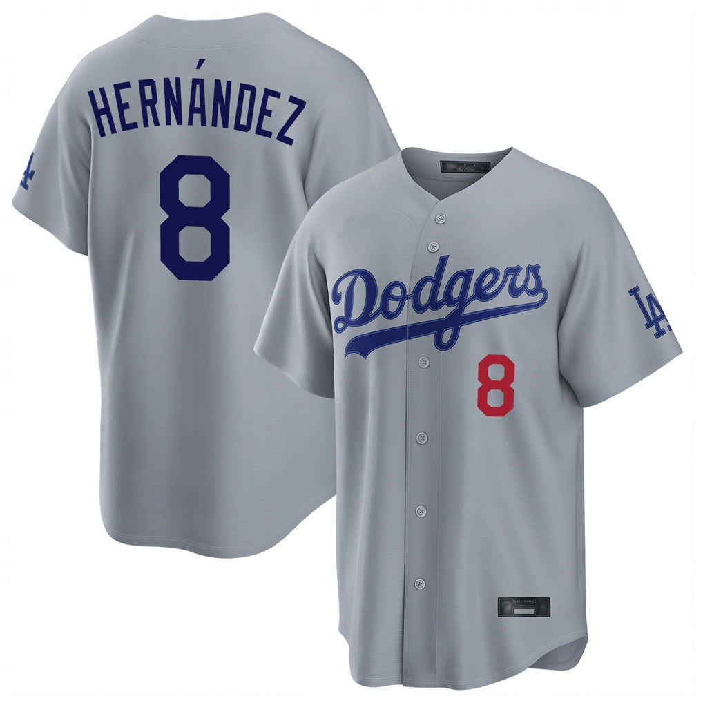 Los Angeles Dodgers #8 Enrique Hern¨¢ndez Player Gray CONTON Game Home Stitched Jerseys