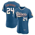 Milwaukee Brewers #24 William Contreras Player Blue CONTON 2026 City Connect Home Limited Elite Stitched Jerseys