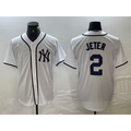 New York Yankees #2 Derek Jeter White CONTON Fashion Cool Base Jersey