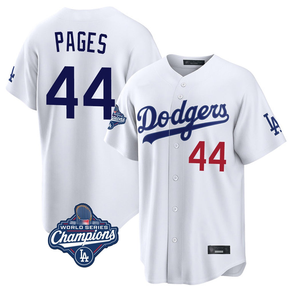 Los Angeles Dodgers #44 Andy Pages Player White CONTON World Series Meet Home Game Stitched Jerseys