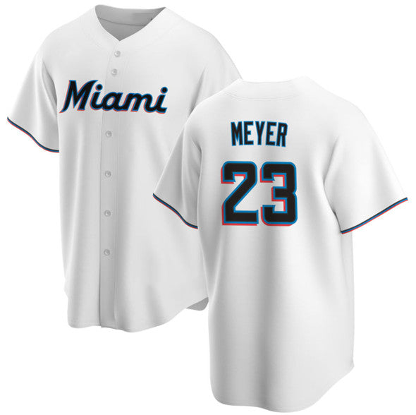 Miami Marlins #23 Max Meyer White CONTON Cool Base Stitched Jersey
