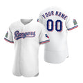 Custom Texas Rangers White CONTON Stitched Flex Base 2020 Home Jersey