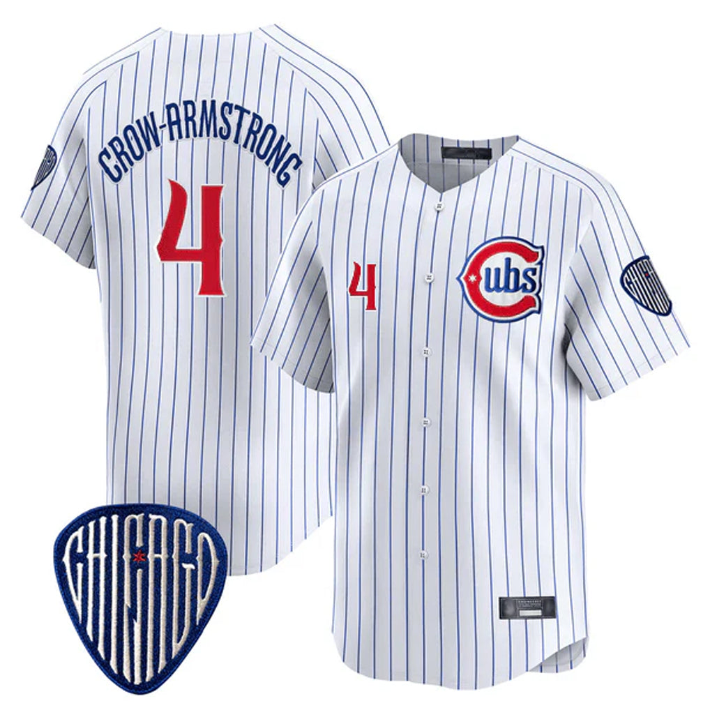 Chicago Cubs #4 Pete Crow-Armstrong Player White CONTON Pinstripe Vapor Premier Limited Home Stitched Jerseys