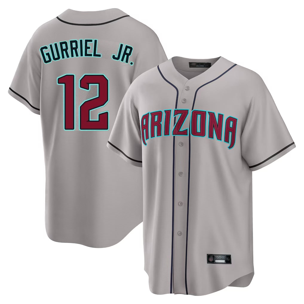 Arizona Diamondbacks #12 Lourdes Gurriel Jr Player Gray CONTON Road Home Game Stitched Jerseys