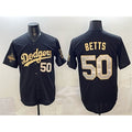 Los Angeles Dodgers #50 Mookie Betts Black Gold CONTON 2025 World Series Champions Patch Limited Stitched Jersey