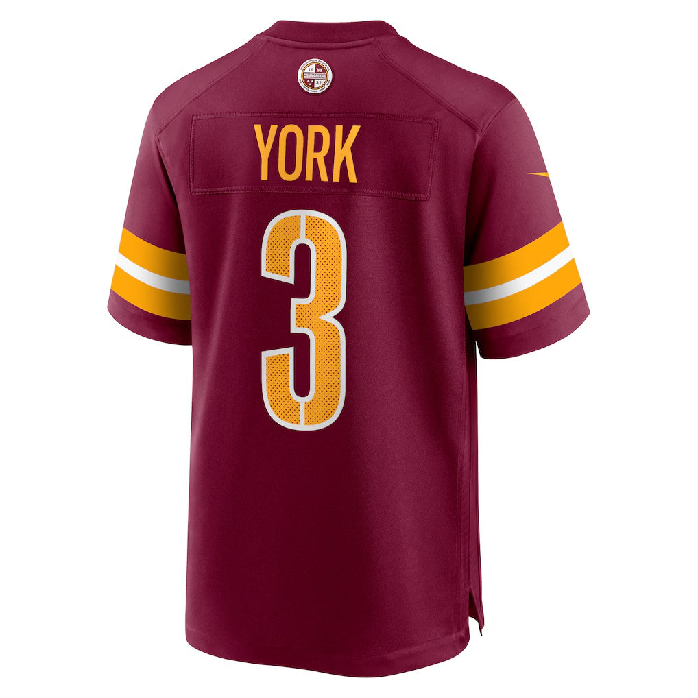W.Commanders #3 Cade York Burgundy CONTON Game Jersey